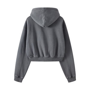 Sudaderas con cremallera de suministro de fábrica de algodón transpirable con cremallera para mujer, sudaderas con capucha cortas, sudaderas con cremallera de lana para mujer, sudaderas para mujer - Product Image 2