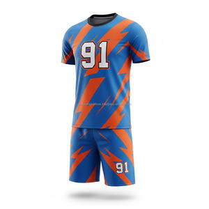 Maillot de football personnalisé 100 % polyester, sublimation, col en V, manches longues, anti-bactérien, à fines rayures, respirant - Product Image 5