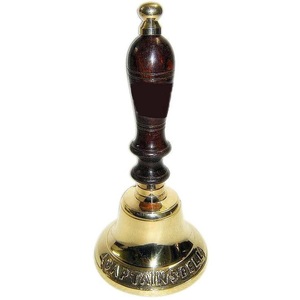 Campana de mano de latón náutico de nuevo diseño con mango de madera, campana colgante de pared, campana de escritorio, artículo decorativo para el hogar de alta calidad, superventas - Product Image 2