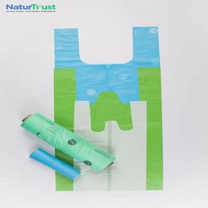 100% sacs de transport d'amidon de maïs biodégradable poignée de boucle souple imprimée sur mesure emballage écologique et réutilisable - Product Image 1