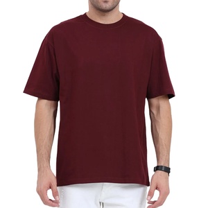 Camiseta granate de talla grande para hombre 220 GSM 100% algodón secado rápido largo y ajustado con cuello redondo Camiseta de gran tamaño - Product Image 1