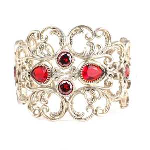 Cultural Collectible Thick <b>Bracelet</b> Adorned with Red <b>Ruby</b> Stone - Product Image 4