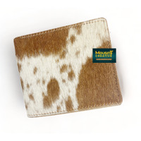 Gaya barat asam cuci rambut pada dompet kulit lipat Bi kulit dompet pria dengan Tooled kulit Patch Multi desain tersedia