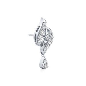 Boucles d'oreilles pendantes en argent sterling 925 massif avec diamant rond de 0,432 carats, serties pavé, motif feuille, pour femme - Product Image 2