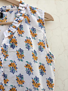 Vestido de Verano sin Mangas con Estampado a Mano |   Vestido de Algodón |   Estampado Floral - Product Image 4