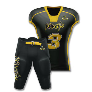 Uniforme de football américain rétro personnalisé de haute qualité, couleur unie contrastée, respirant, 100% polyester, manches courtes, design d'équipe - Product Image 6