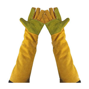 Guantes de cuero de vaca de alta resistencia, guantes reflectantes de seguridad para construcción, barbacoa, guantes de extinción de incendios, soldadura larga por chispa de calor resistente - Product Image 2
