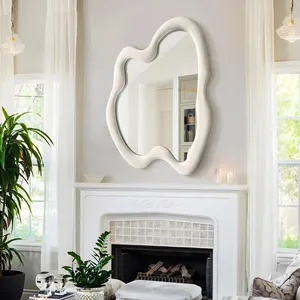 Venta directa de fábrica, espejo de pared de diseño blanco moderno, espejo de forma Irregular, espejo de baño de Hotel - Product Image 5