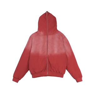 2025 à la mode soleil délavé à l'acide visage complet fermeture éclair blanc strass hommes pull veste manteau hommes fermeture éclair sweats à capuche - Product Image 2