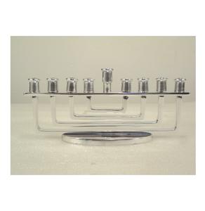 Portavelas de Menorah Chapado en plata y níquel pulido de aluminio con nueve brazos para decoración de fiesta de boda de oficina en casa - Product Image 6