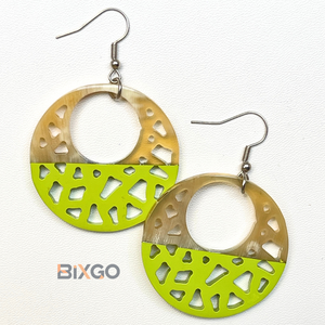 Pendientes de Plata Vintage Hechos a Mano en Vietnam, Media Verde Claro (Verde Com), Laca Personalizada, Venta al por Mayor, Moda para Bodas y Fiestas - Product Image 5