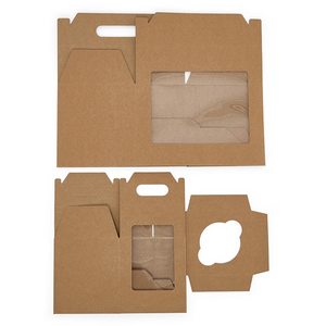Recycled Kraft Gable Boxes with Cello Window <b>Glossy</b> or Matt Lamination Embossing for Food Feature KRAFT <b>Paper</b> and Handle - Product Image 2