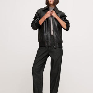 Chaqueta bomber de cuero para hombre con logotipo personalizado estampado bordado Vintage Streetwear invierno prendas de vestir exteriores fabricante - Product Image 3