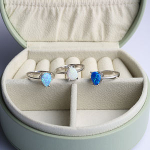 Diseño de pera piedra de ópalo blanco 925 anillo de racimo de gota de plata CZ piedra turca hecha a mano al por mayor 925 joyería de plata esterlina - Product Image 4