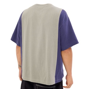 Custom Unisex Jersey Heavyweight O Neck Panel Design Plus Size Baggy <b>Down</b> Shoulder T-Shirt Streetwear Casual Design Breathable - Product Image 3