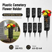 Tempat Bunga Plastik Grosir untuk Makam dengan Pasak Tanah, Vas Kuburan Berongga untuk Dekorasi Bunga Artifisial Peringatan