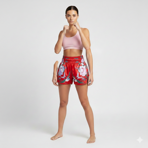 Pantalones Cortos de Muay Thai para Mujer con Estampado Floral, Logotipo Frontal, Impresión Digital Personalizada, 100% Poliéster, Duraderos, de Secado Rápido, Transpirables, Equipo de Lucha - Product Image 4