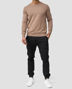 Luxe hommes 100% coton col rond à manches longues sweat respirant col montant conception unie pour l'hiver plaine teint personnalisé - Product Image 1