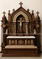 Autel en bois de teck inspiré des grandes cathédrales, mobilier d'intérieur haut de gamme américain, taille et couleur personnalisables, armoire de prière d'église durable, Royaume-Uni