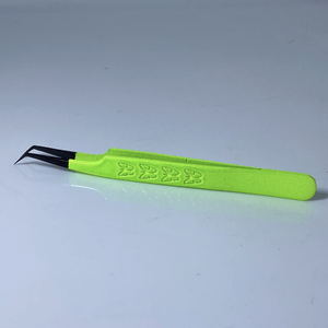 Pinzas de color verde neón de acero inoxidable, aplicador de extensión inclinada, venta completa personalizada - Product Image 2