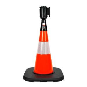 Cône de signalisation routière réfléchissant en PVC de 50 cm avec réflecteurs blancs, barrière de sécurité routière lestée pour les avertissements routiers - Product Image 5