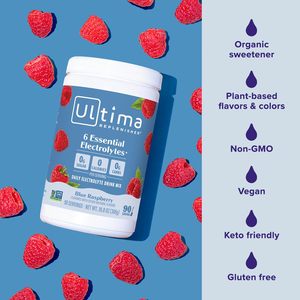 Ultima Replenisher – Mélange de poudre de boisson électrolytique quotidienne – Sans sucre – Framboise bleue, 90 portions - Product Image 5