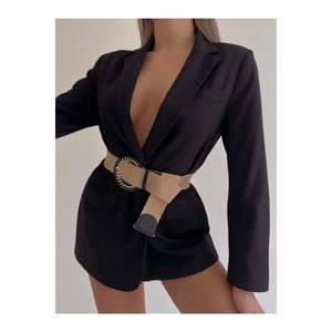 Ceinture élastique en paille tressée pour femme, ceinture de veste, ceinture de chemise, ceinture de robe - NOIR - Product Image 4