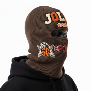 Men Cold Weather Balaclava Premium Quality Acrylic Knit Fabric 300 GSM Soft Touch Brown Custom Logo Balaclava for Men - Product Image 3