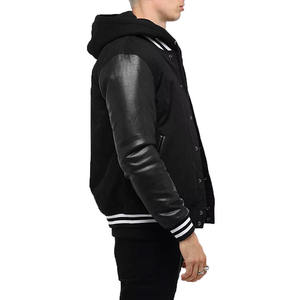 <b>Cheap</b> <b>Men's</b> <b>Waterproof</b> Hooded Leather Varsity <b>Jacket</b> with Front Logo-Trendy Letterman <b>Jacket</b> for Fashion Brands & Everyday Wear - Product Image 6