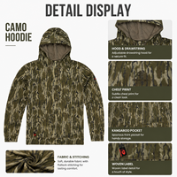 Heren camouflage visserijhoodie met lange mouwen, fleece, outdoor jachtkleding, aangepaste logo OEM ODM private label leverancier groothandel UPF