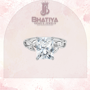 Anillo de compromiso de hoja de vid, corte radiante, solitario, oro amarillo, Fabricante Mayorista personalizado, Joyería de diamantes para mujer - Product Image 5