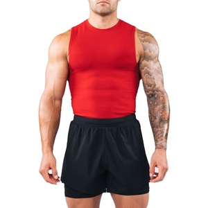 Camiseta sin mangas elástica de poliéster 90% y elastano 10% con recortes, estilo urbano, para culturismo, running y fitness, al por mayor - Product Image 1