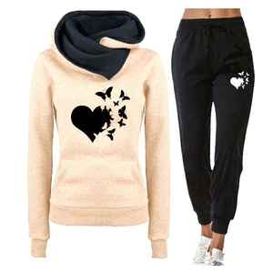 ชุดออกกำลังกายแบบมีฮู้ดพิมพ์ลายผีเสื้อคอปกมีฮู้ดสำหรับกีฬาฤดูหนาว - Product Image 4