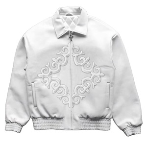 Veste d'hiver à capuche en cuir blanc pour homme, personnalisable avec logo, style urbain, col montant, respirante, avec lettrage – Vente en gros OEM de haute qualité - Product Image 1