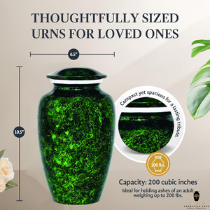 โกศสีเขียวสำหรับบรรจุอัฐิคน ขนาด 10 นิ้ว สไตล์ยุโรปและอเมริกา เป็นมิตรกับสิ่งแวดล้อม ความจุ 220 คิวบิกอินช์ ทนทาน - Product Image 4