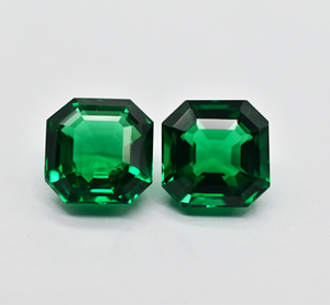 Esmeralda Asscher Par de piedras preciosas facetadas Tamaño de 8 MM Pares de piedras preciosas sueltas Nanosital Creado en laboratorio Esmeralda verde para la fabricación de joyas. - Product Image 3