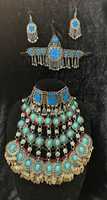 Parures de bijoux de mariage et de fiançailles afghanes traditionnelles de haute qualité, faites à la main, plaquées argent, turquoise, pour femmes, couleurs et tailles personnalisées