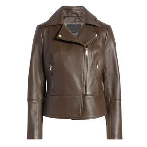 Chaqueta de Cuero Genuino Personalizada al por Mayor para Mujer, Transpirable y de Lona Estampada con Diseño de Logotipo, Hecha a Medida - Product Image 3