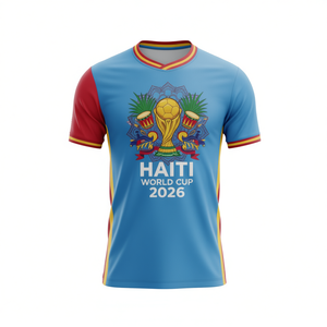 Maglia da tifoso di calcio Haiti 2026 WC, colori bandiera Caraibi, T-shirt unisex, regalo per i tifosi dei tornei internazionali - Product Image 2