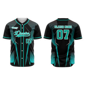 Sublimación personalizada Uniforme de béisbol Jerseys Conjuntos Poliéster Hecho Cuello en V Botón Abajo Adultos Ropa deportiva Jersey de béisbol - Product Image 2