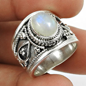 Natural Blue Fire Rainbow Moonstone 925 Sterling <b>Silver</b> Oval Stone <b>Chunky</b> <b>Ring</b> Handmade Jewelry Wholesale Price Bulk Suppliers - Product Image 2