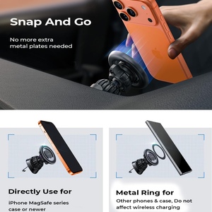 Lisen แม่เหล็กติดรถยนต์หมุนได้360 ° ที่ยึดโทรศัพท์แม่เหล็กที่มีห่วงอันทรงพลังสำหรับติดในรถยนต์ที่วางโทรศัพท์สำหรับติดบนรถที่ยึด <span class=keywords><strong>iPhone</strong></span> แบบแฮนด์ฟรีสำหรับแผงควบคุม - Product Image 2