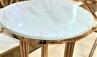Table basse moderne de luxe en métal doré avec plateau en marbre, meubles pour la maison