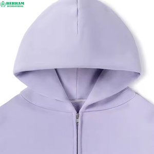 Sweat à capuche unisexe décontracté pour l'hiver, coupe classique, en molleton chaud, avec poche zippée, couleur unie, fabrication ODM, tissu French Terry 100% coton - Product Image 3