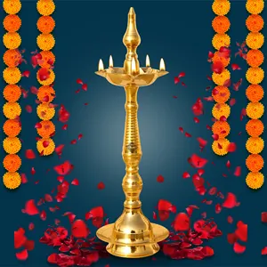 Support en laiton pur de Villa d'art indien/pilier Diya/Deepak/lampe/lanterne avec conception de dôme, Pooja, décoration intérieure et article cadeau Diwali