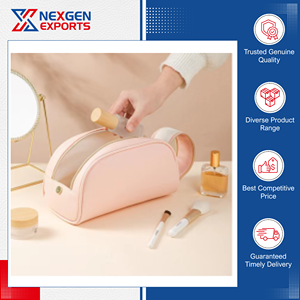 Sac à cosmétiques de luxe de qualité supérieure, design luxueux, cuir véritable PU, portable, léger, tendance, fermeture éclair, origine Inde - Product Image 6