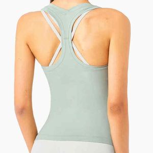 Camiseta sin mangas de punto transpirable para mujer, ropa de gimnasio informal para correr en la espalda para Yoga, deportes para correr - Product Image 3