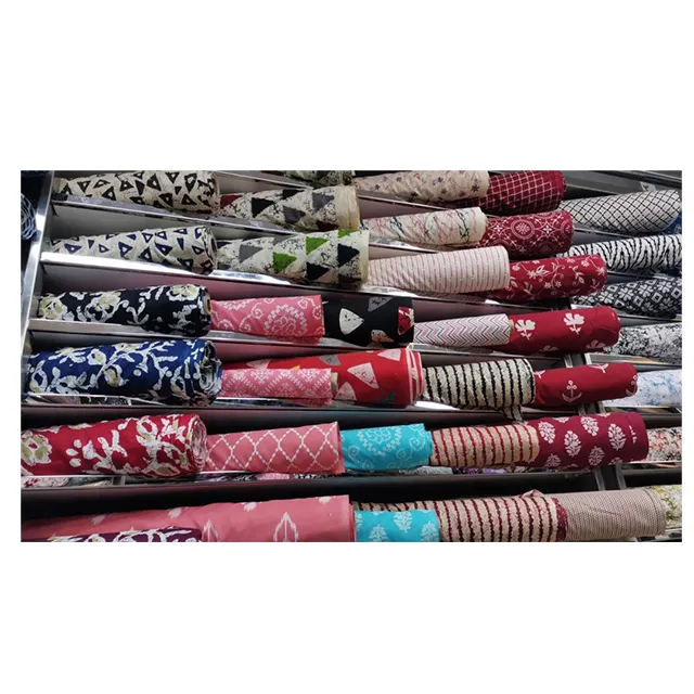 Multi-Color Wholesale Running Fabric Indian Cloth Textile 100% Cotton Garment Fabric Material Floral Hand Block + Screen Print