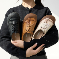 [JSHOE] Baskets confortables en cuir de vache véritable pour femmes, semelle souple, légères, bout rond, chaussures décontractées pour la marche, usage quotidien
