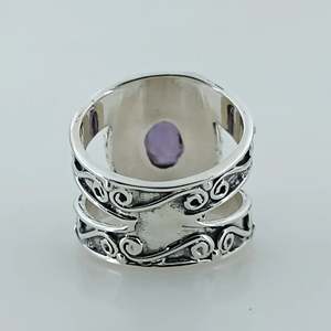 Navya <b>Craft</b> Handmade 925 Sterling Silver Boho Statement <b>Ring</b> Amethyst Oval Platinum Sizes 4-13 for Christmas Anniversary for - Product Image 5